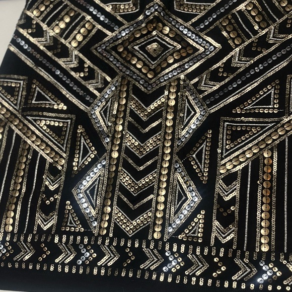 Express Art Deco 20s Style Black, Silver Gold Sequin Mini Skirt Sz S Women - Picture 3 of 9